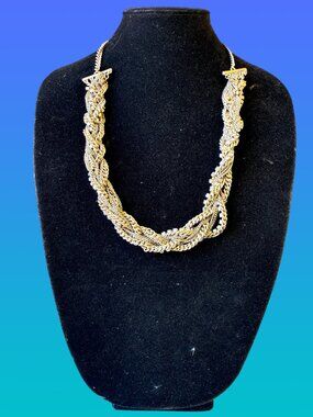 Talbots Vintage Necklace Heavy Chunky Multi Chain & Rhinestone Signed 24"